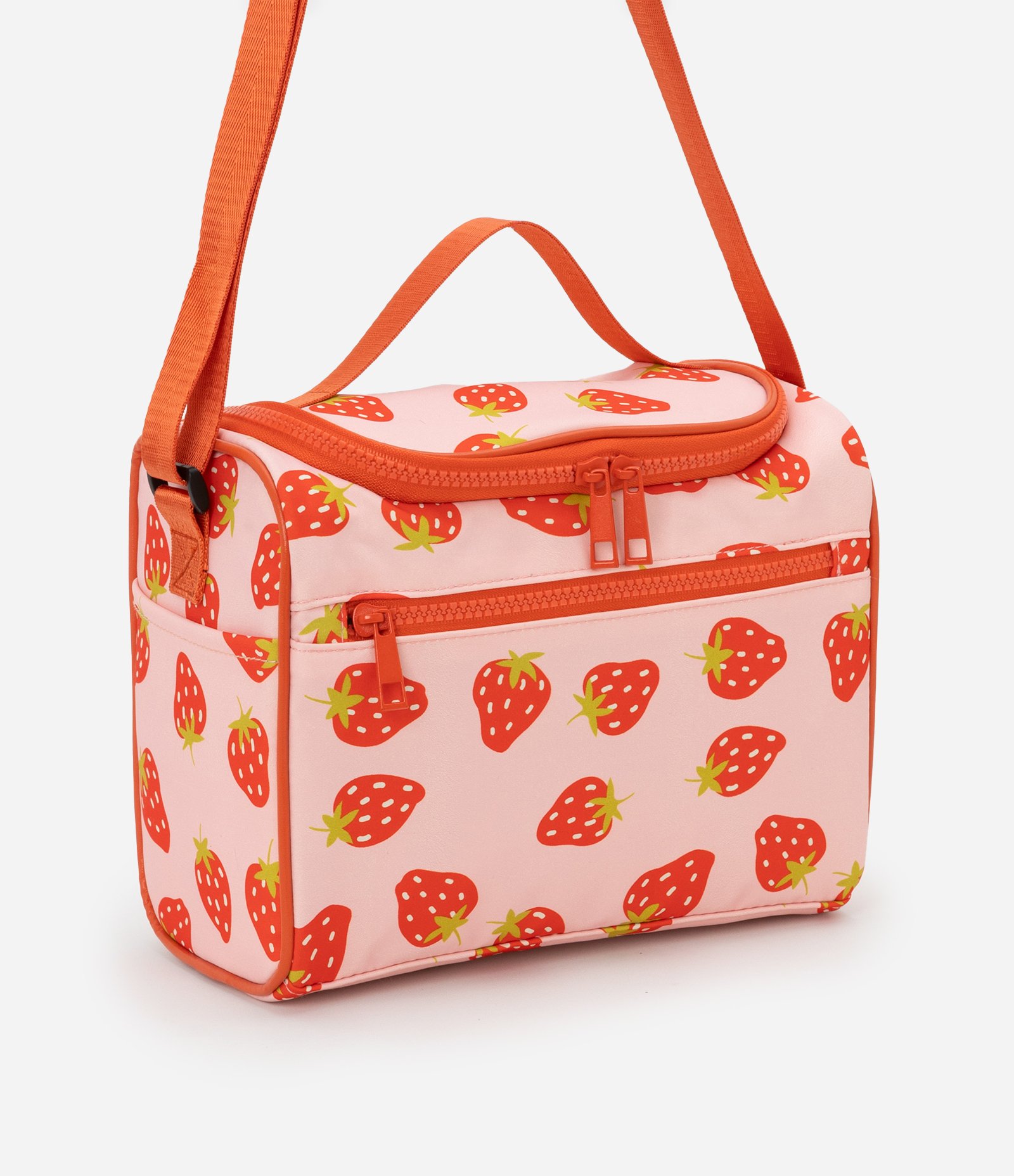 Lancheira com Estampa de Morangos e Divisórias Vermelho 1
