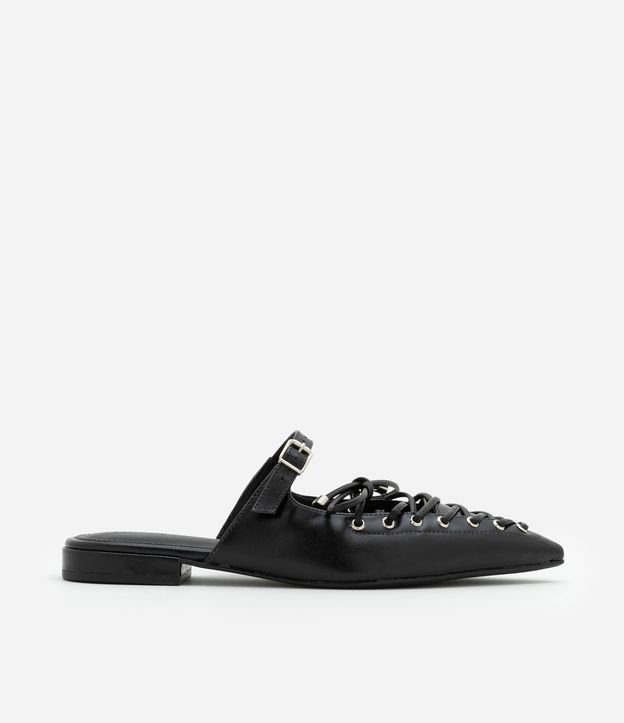Sapatilha Mule com Lace Up e Ilhós