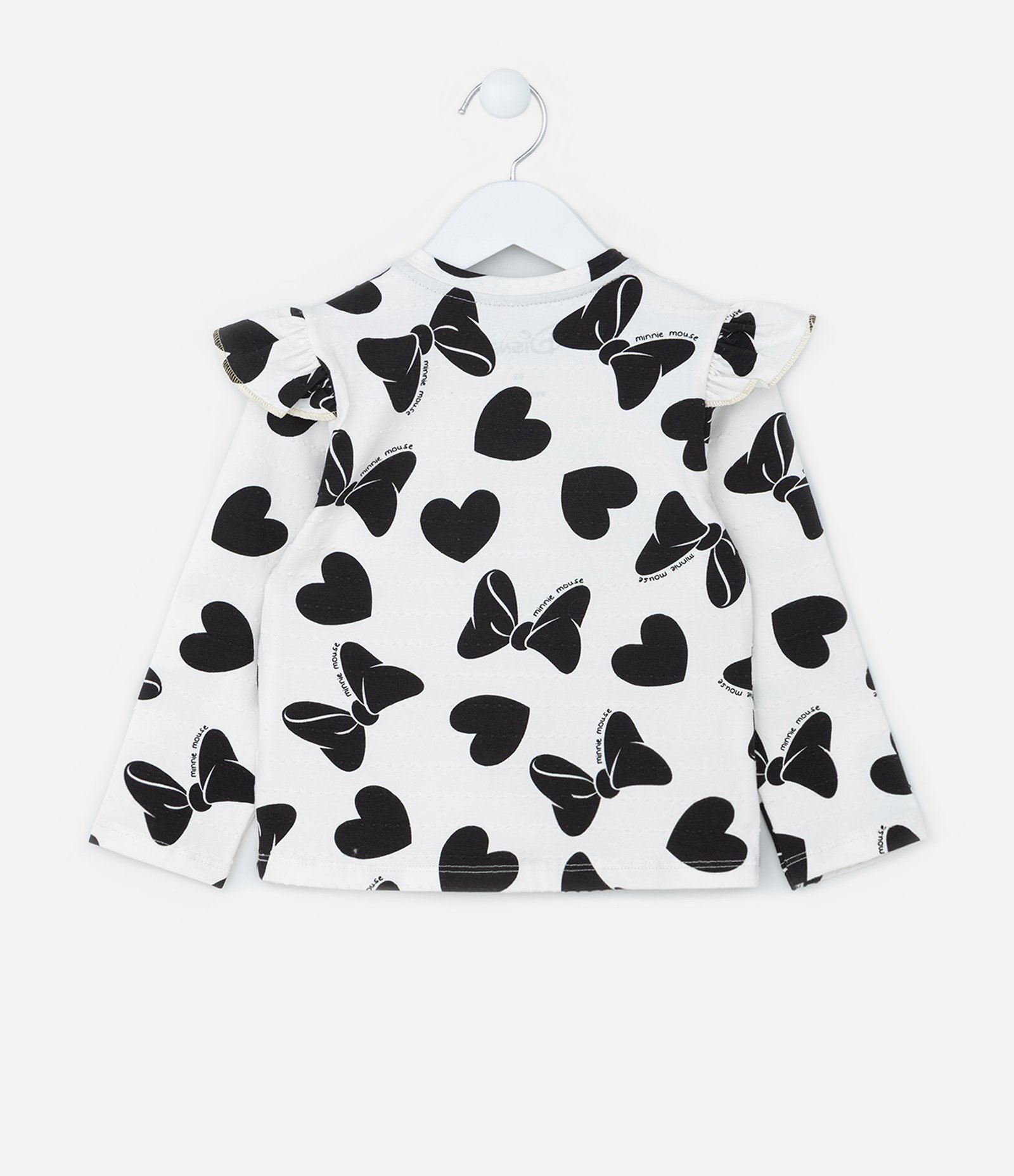 Blusa Infantil com Babadinhos e Laços Minnie - Tam 2 a 6 Anos Branco/Preto 2