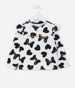 Blusa Infantil com Babadinhos e Laços Minnie - Tam 2 a 6 Anos
