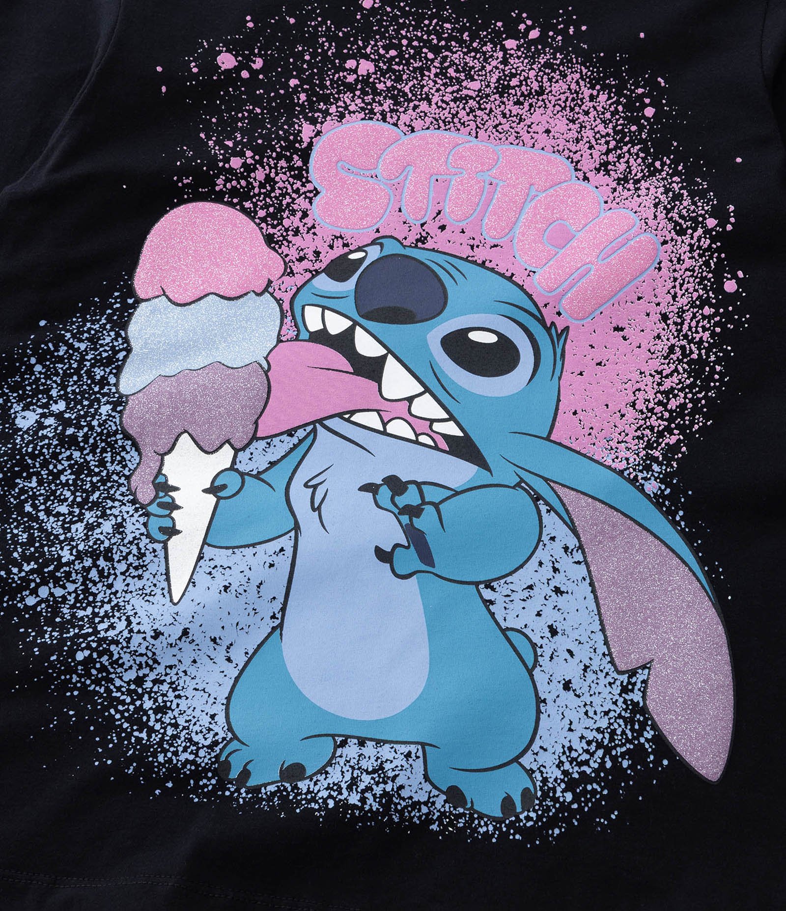Camiseta Infantil com Estampa Stitch com Sorvete - Tam 5 a 14 Anos Preto 5