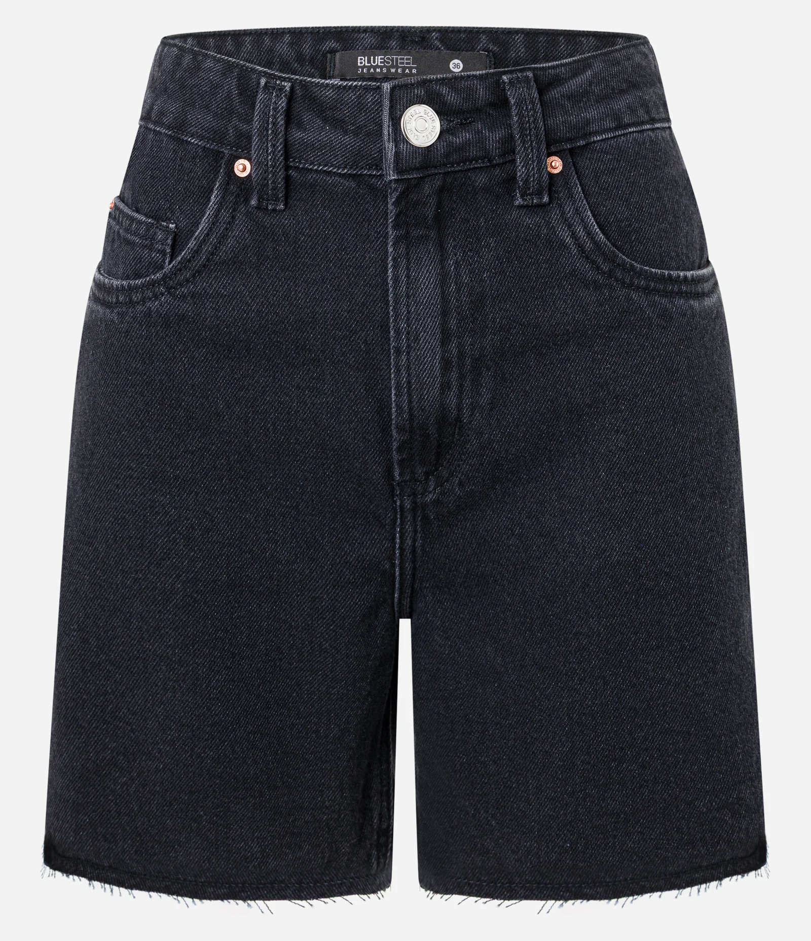 Bermuda Jeans com Barra Desfiada Preto 7