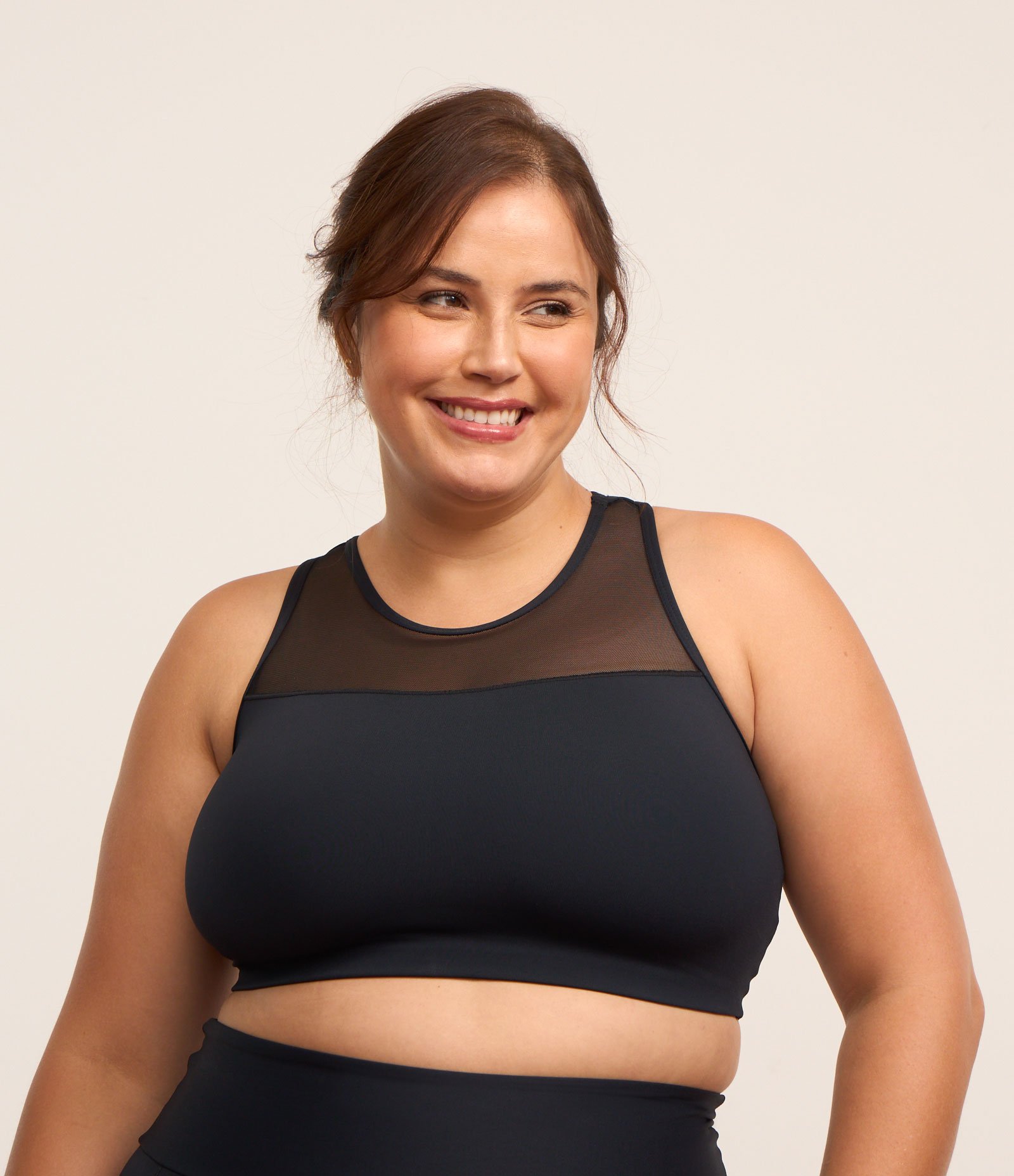Top Nadador Esportivo com Recortes em Tule Curve & Plus Size Preto 1
