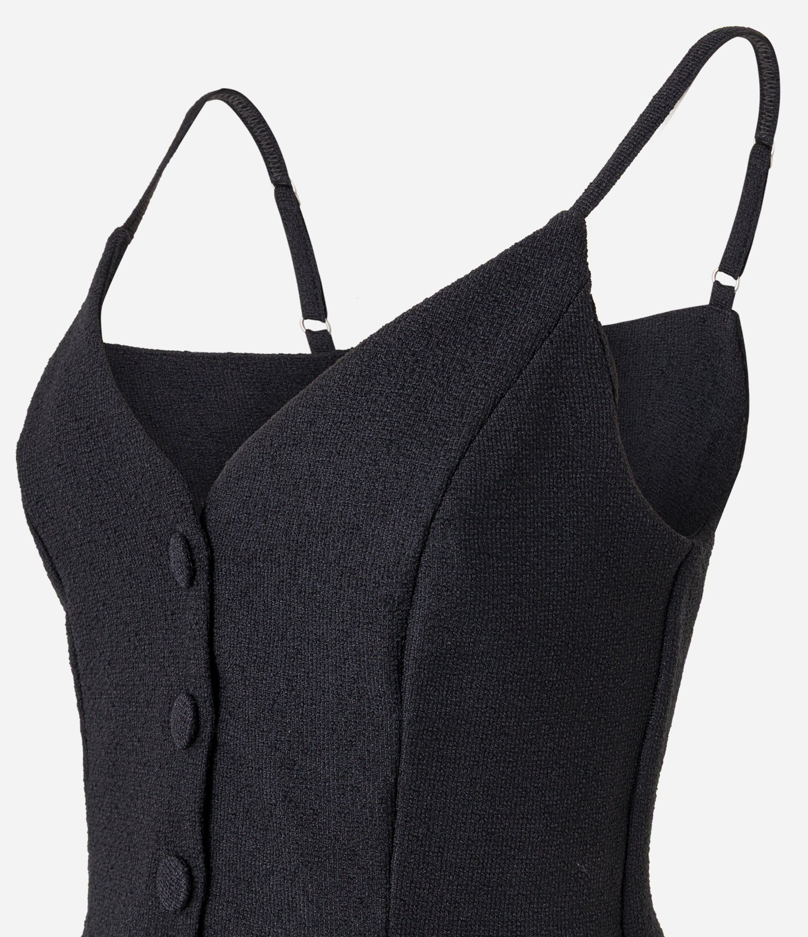 Blusa de Alça em Tweed com Botões e Alças Finas Preto 6