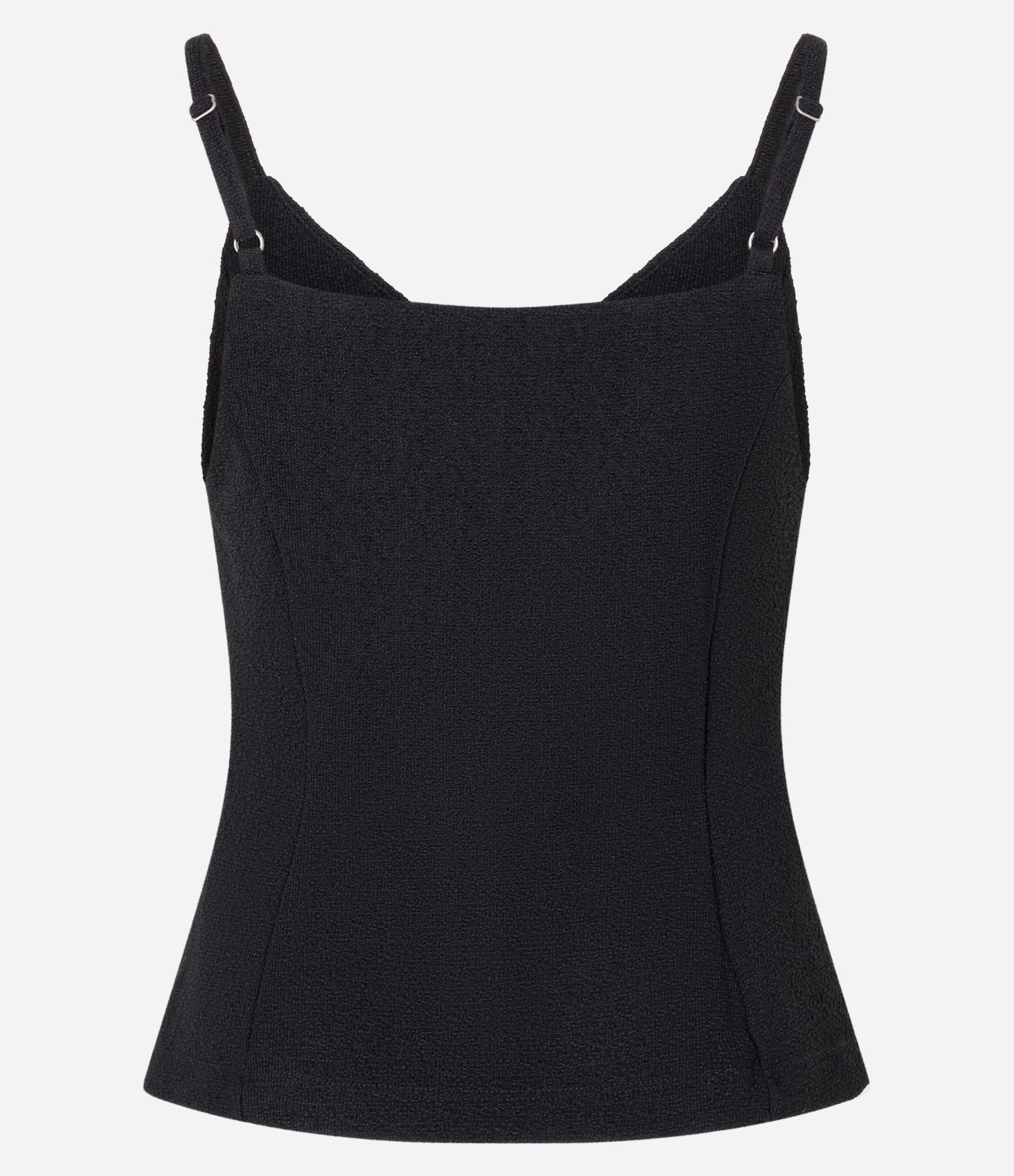 Blusa de Alça em Tweed com Botões e Alças Finas Preto 7