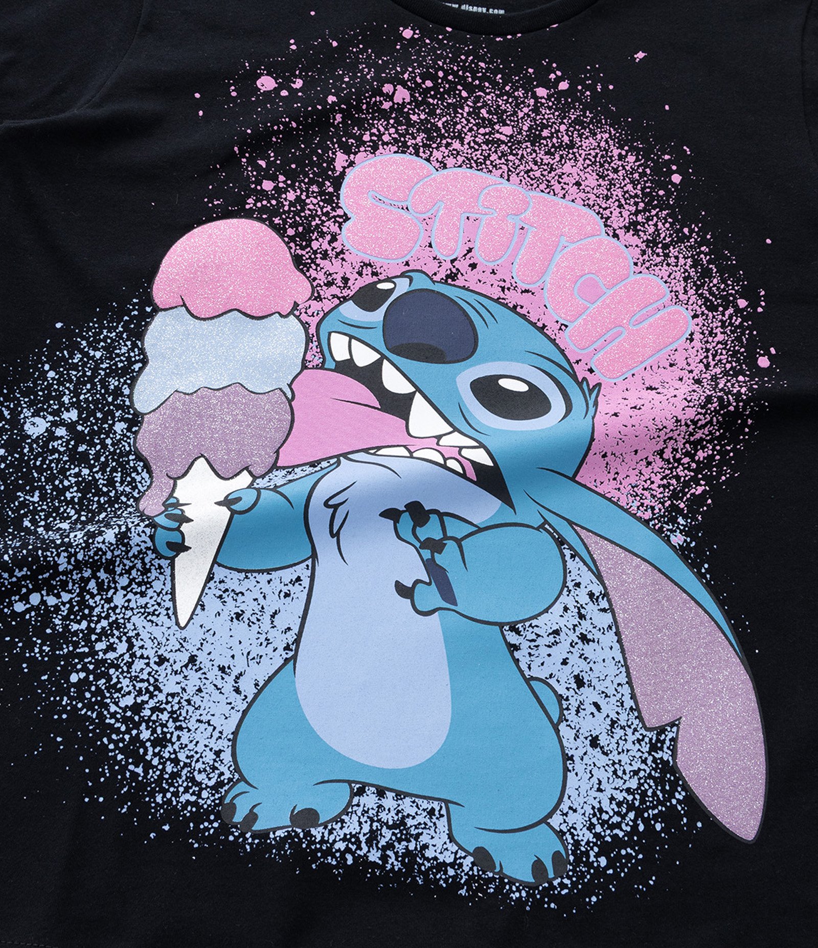 Camiseta Infantil com Estampa Stitch com Sorvete - Tam 5 a 14 Anos Preto 5