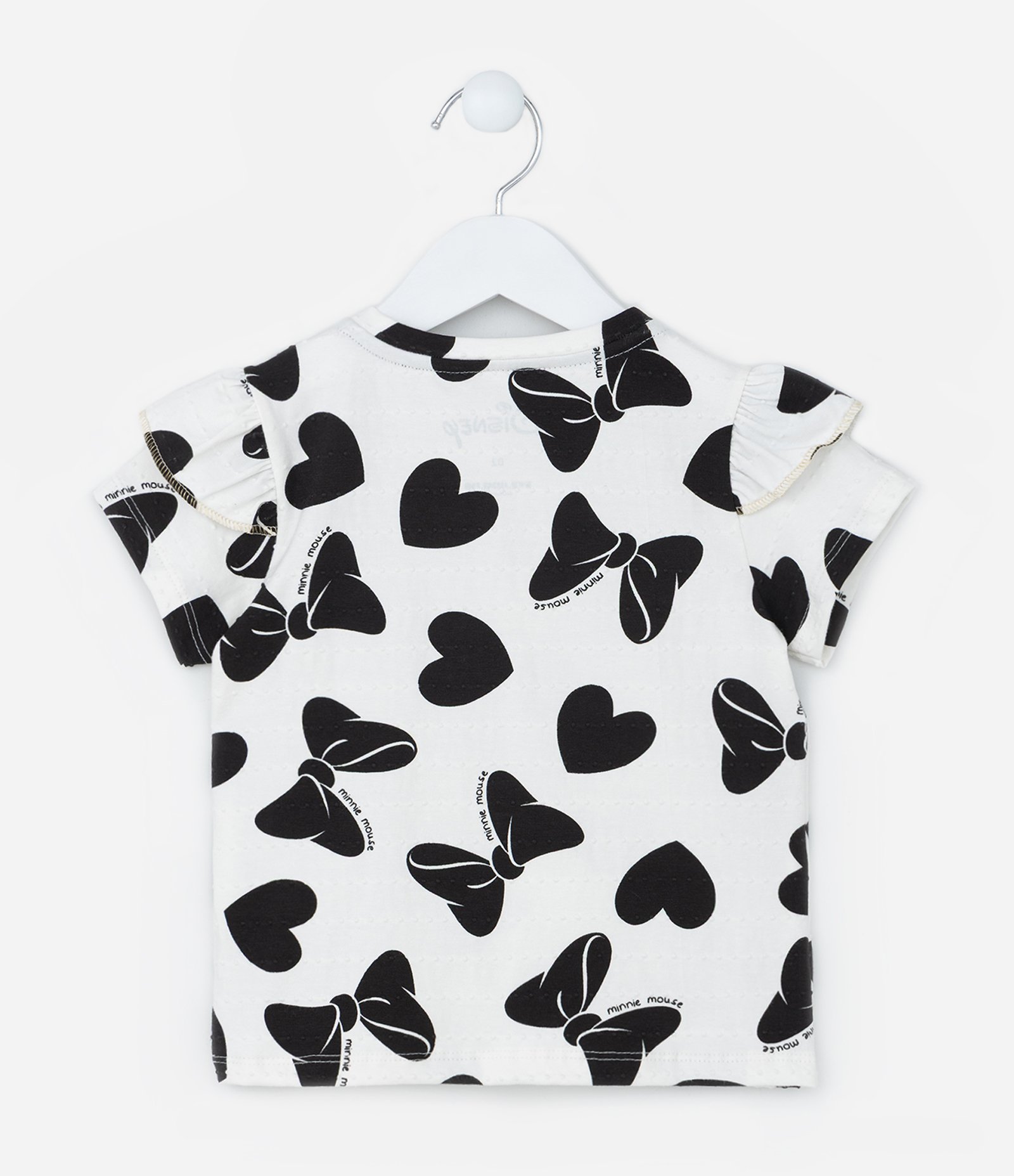 Blusa Infantil com Babadinhos e Estampa Laços Minnie - Tam 2 a 6  Anos Branco/Preto 2
