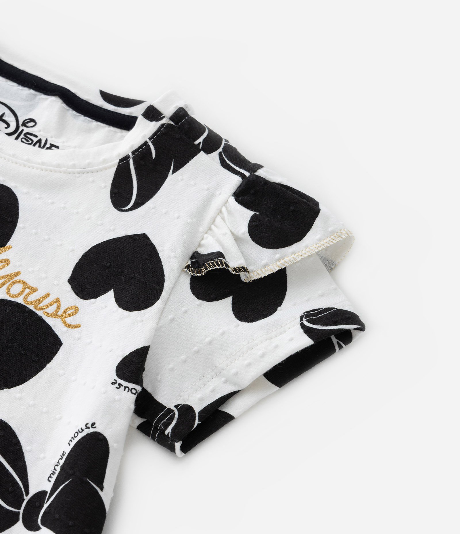 Blusa Infantil com Babadinhos e Estampa Laços Minnie - Tam 2 a 6  Anos Branco/Preto 4