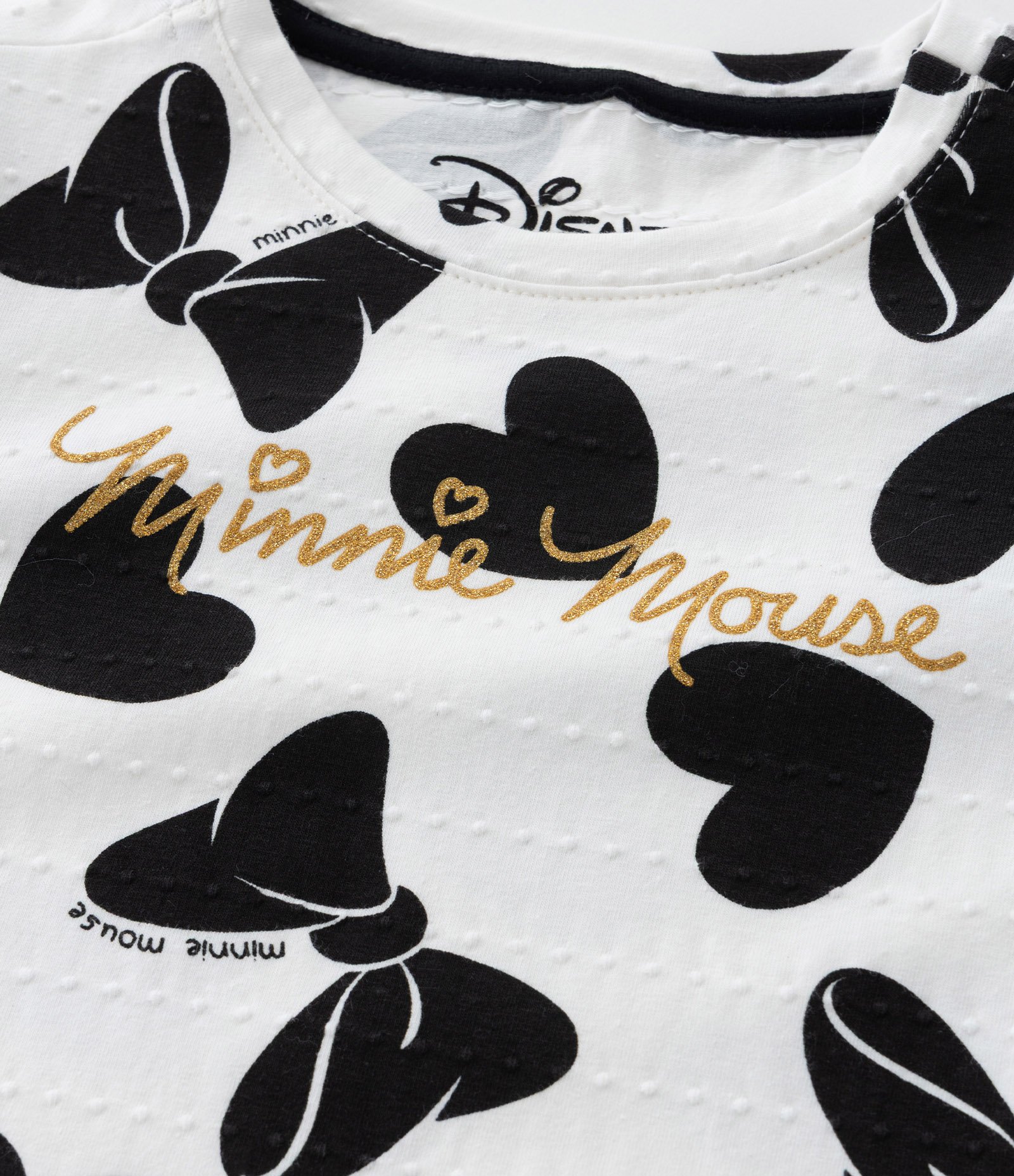 Blusa Infantil com Babadinhos e Estampa Laços Minnie - Tam 2 a 6  Anos Branco/Preto 5