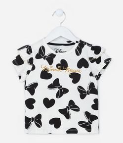 Blusa Infantil com Babadinhos e Estampa Laços Minnie - Tam 2 a 6  Anos