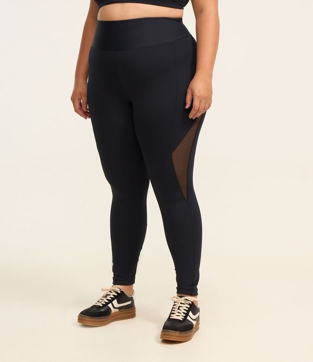 Calça Legging Esportiva com Recortes Tule Curve e Plus Size
