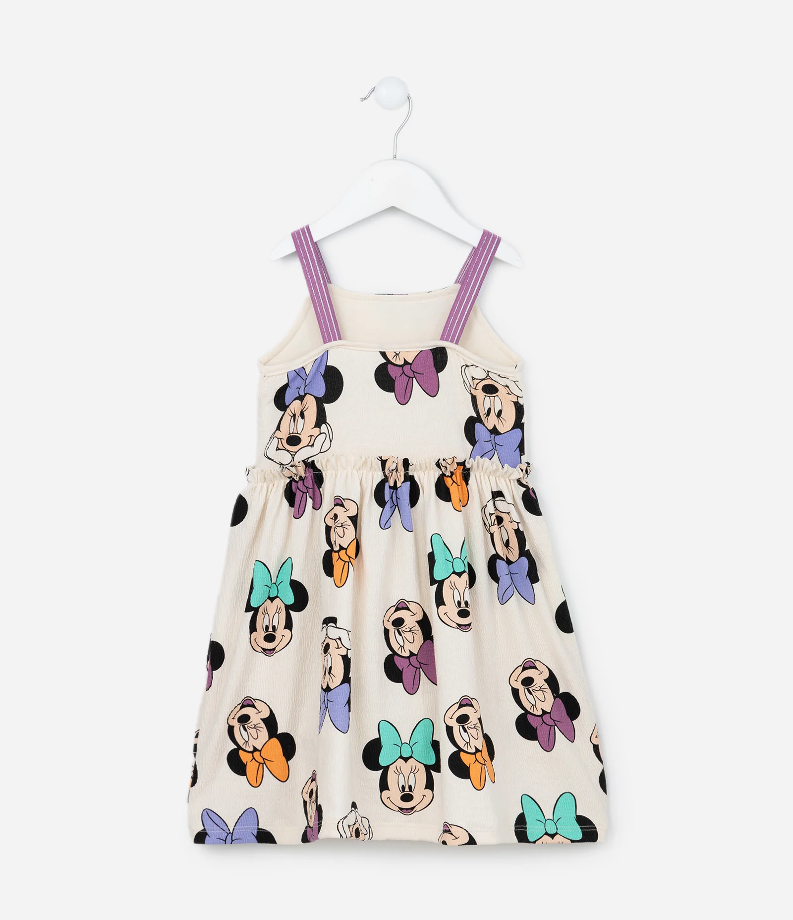 Vestido Infantil Texturizado com Estampa Minnie - Tam 1 a 6 Anos Bege 2