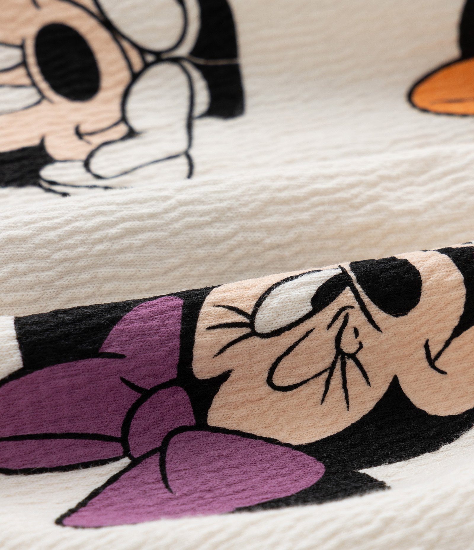 Vestido Infantil Texturizado com Estampa Minnie - Tam 1 a 6 Anos Bege 3