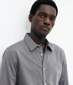 Camisa Slim com Fibra de Bambu Maquinetada com Listras