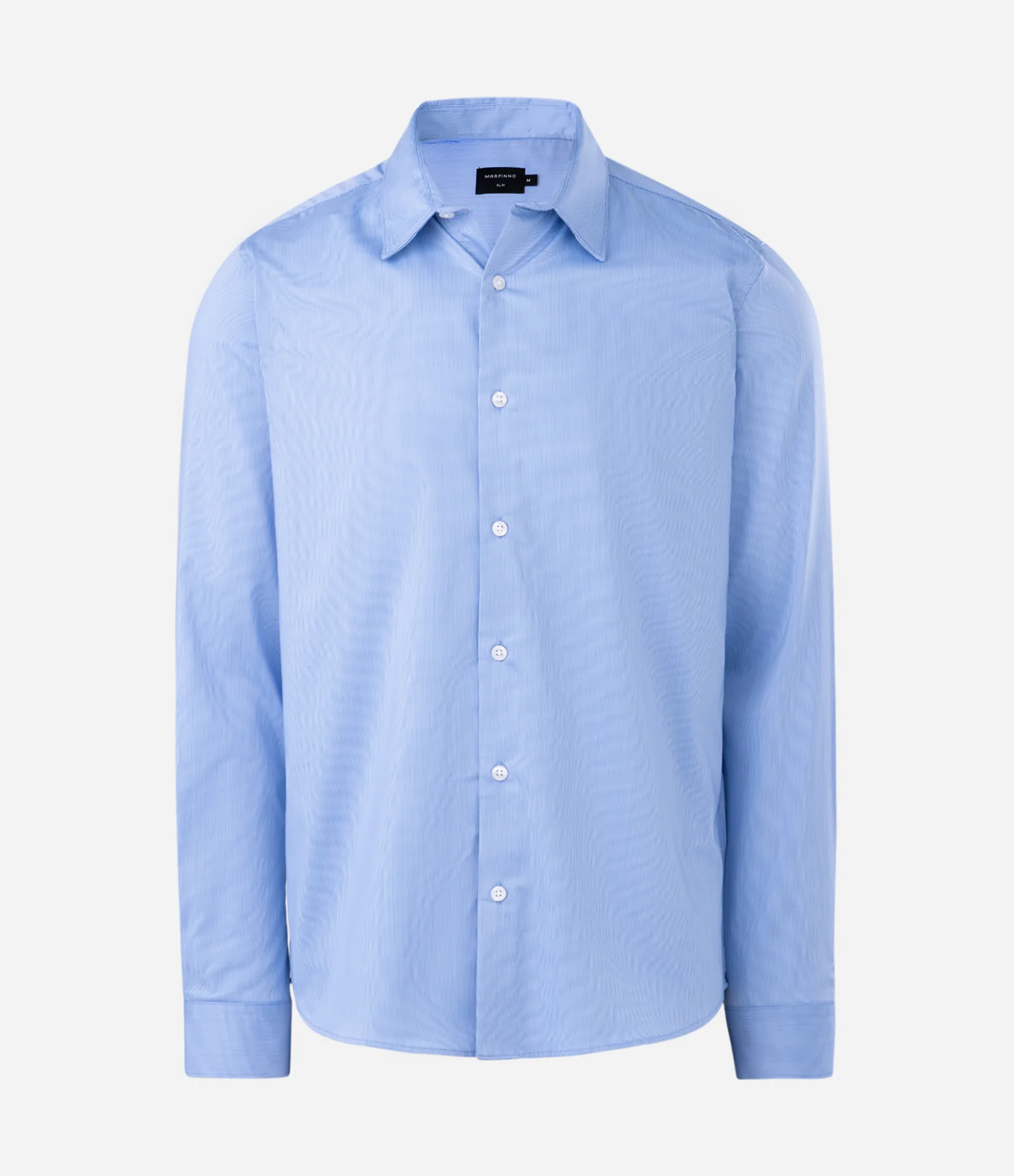 Camisa Slim com Fibra de Bambu Maquinetada com Listras Azul 1