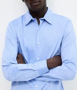 Camisa Slim com Fibra de Bambu Maquinetada com Listras