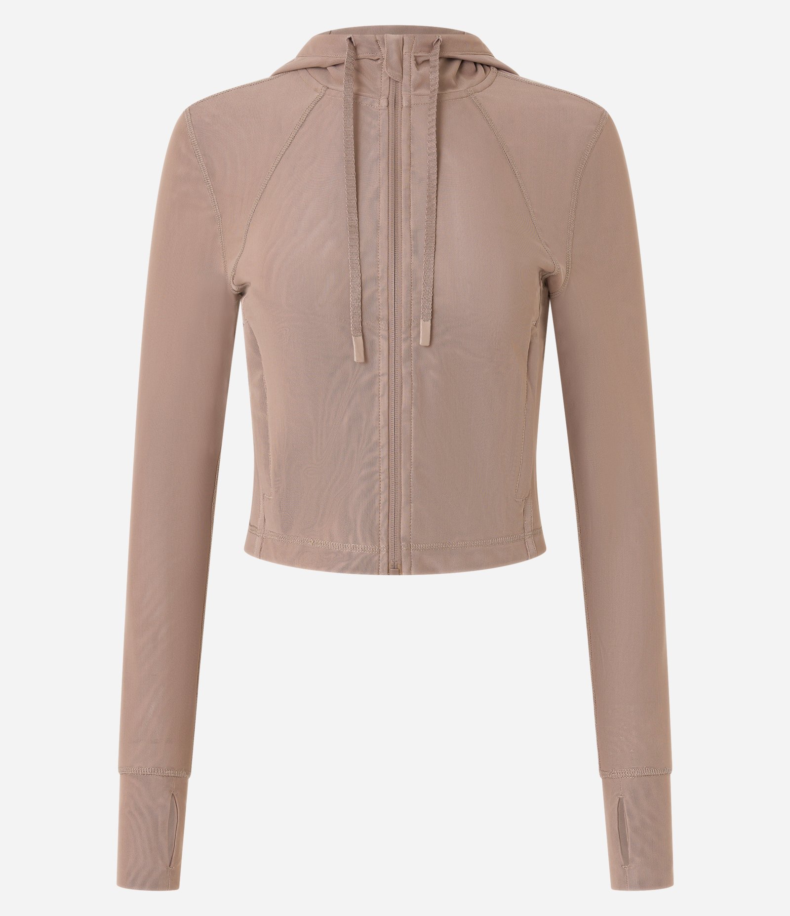 Jaqueta Esportiva em Microfibra com Capuz e Recorte em Tule 6