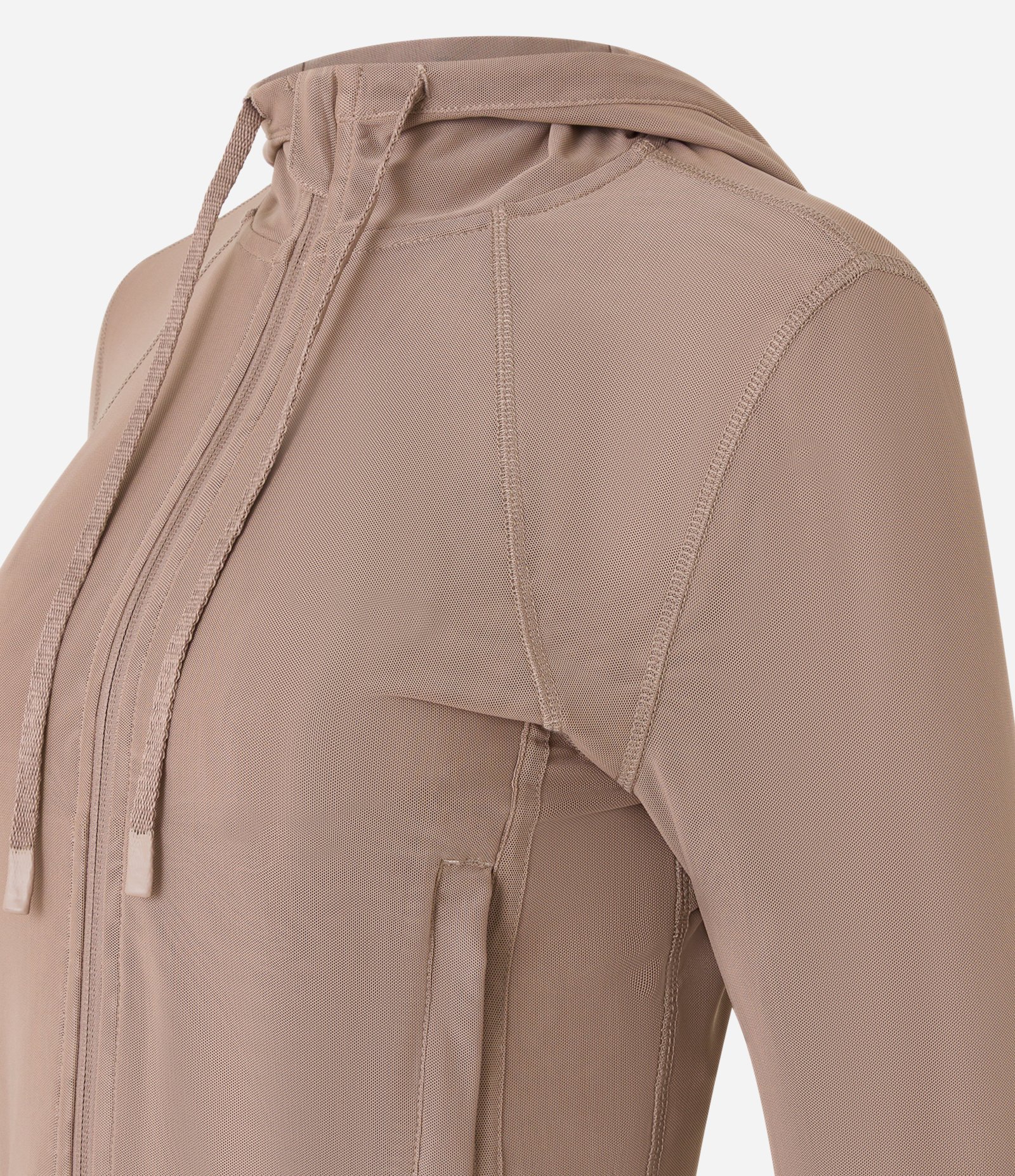 Jaqueta Esportiva em Microfibra com Capuz e Recorte em Tule 7