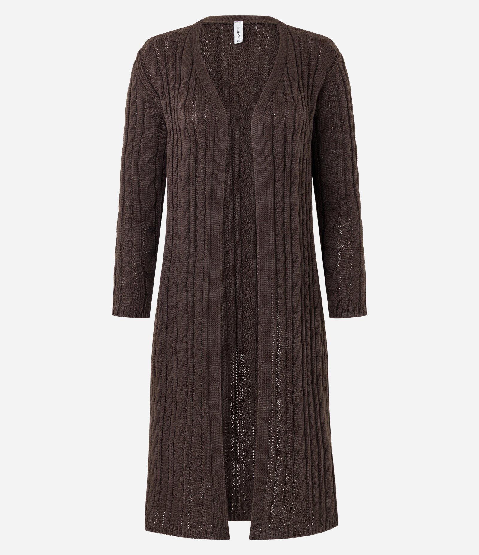 Casaco Alongado em Tricô com Textura Trançada Marrom 5