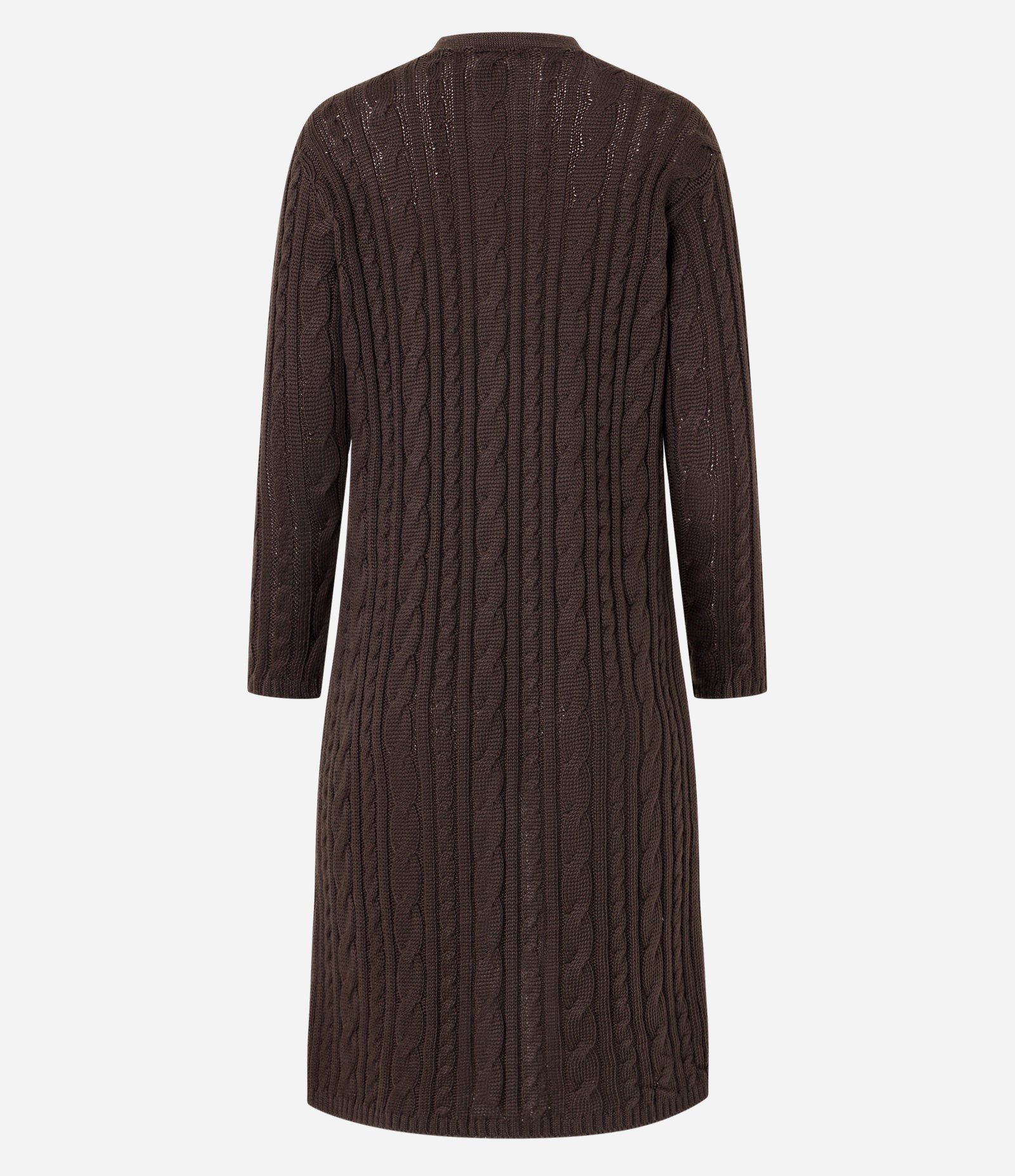 Casaco Alongado em Tricô com Textura Trançada Marrom 7