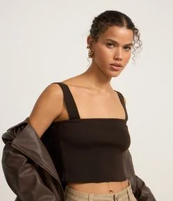 Blusa Cropped em Tricô com Alça Larga