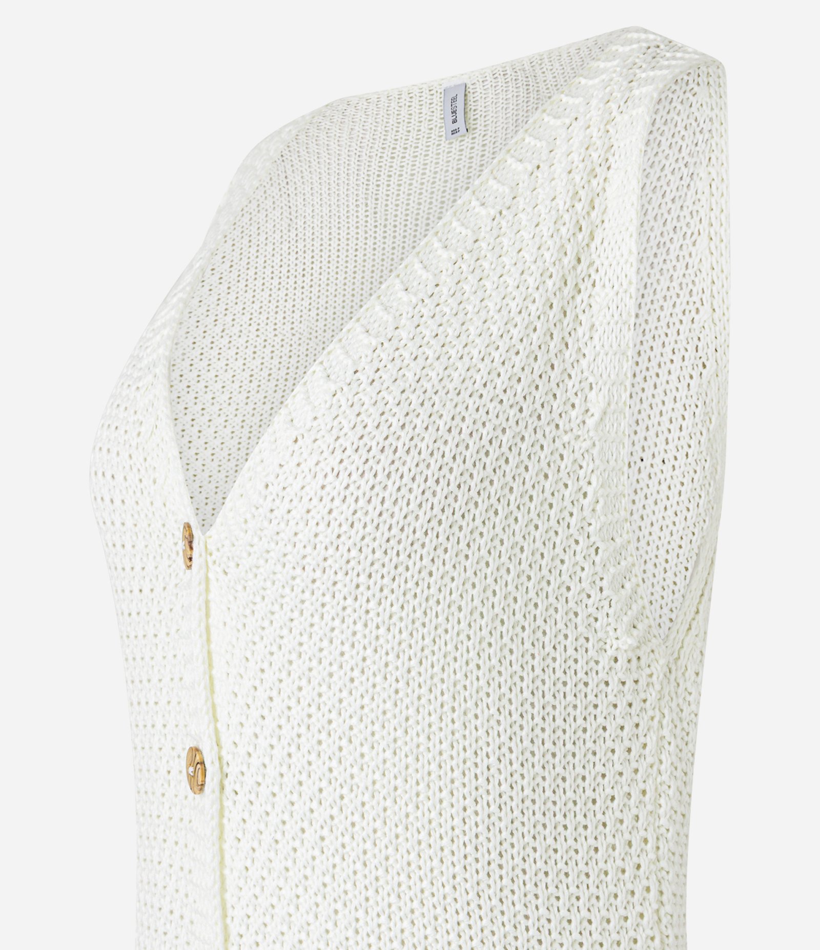 Colete Relaxed Alongado em Tricô com Botões Branco 5
