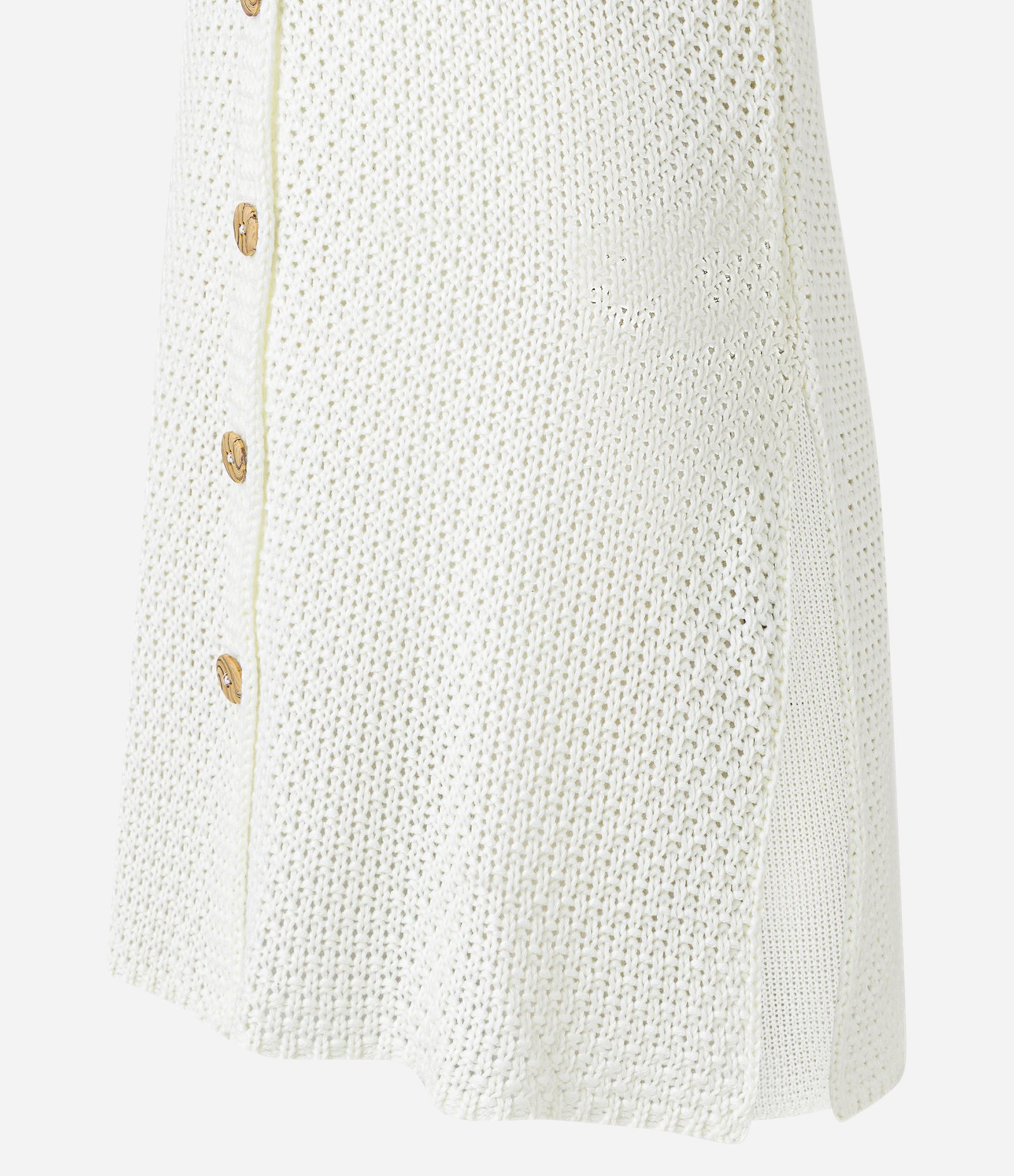 Colete Relaxed Alongado em Tricô com Botões Branco 6