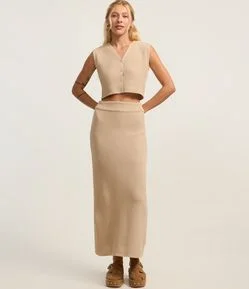 Saia Longa em Tricô com Ponto Diferenciado