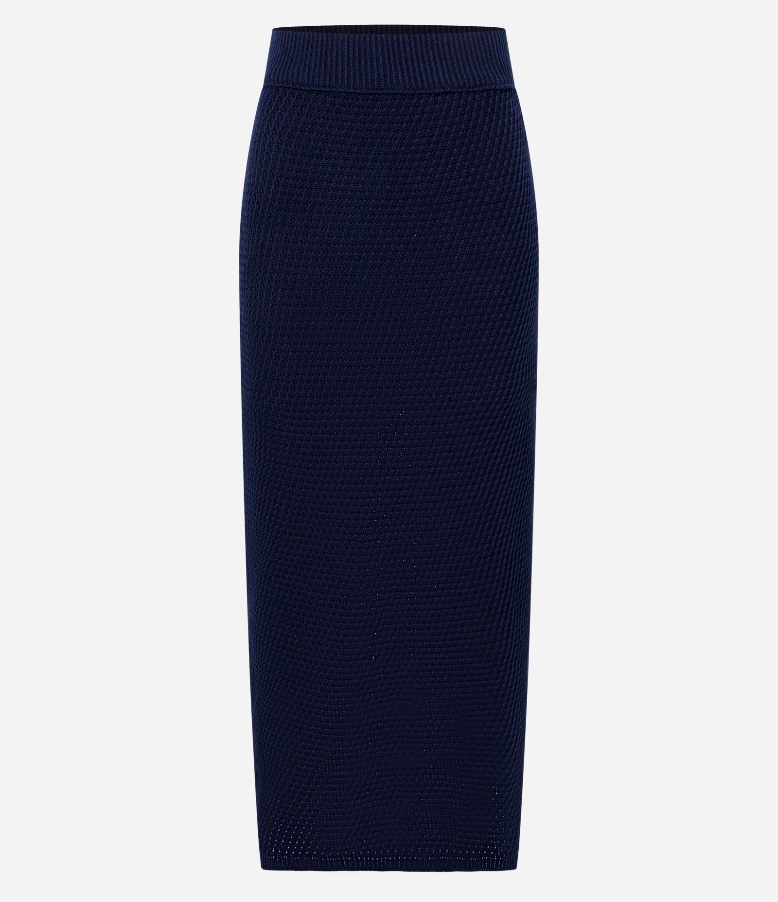 Saia Longa em Tricô com Ponto Diferenciado Azul Marinho 5