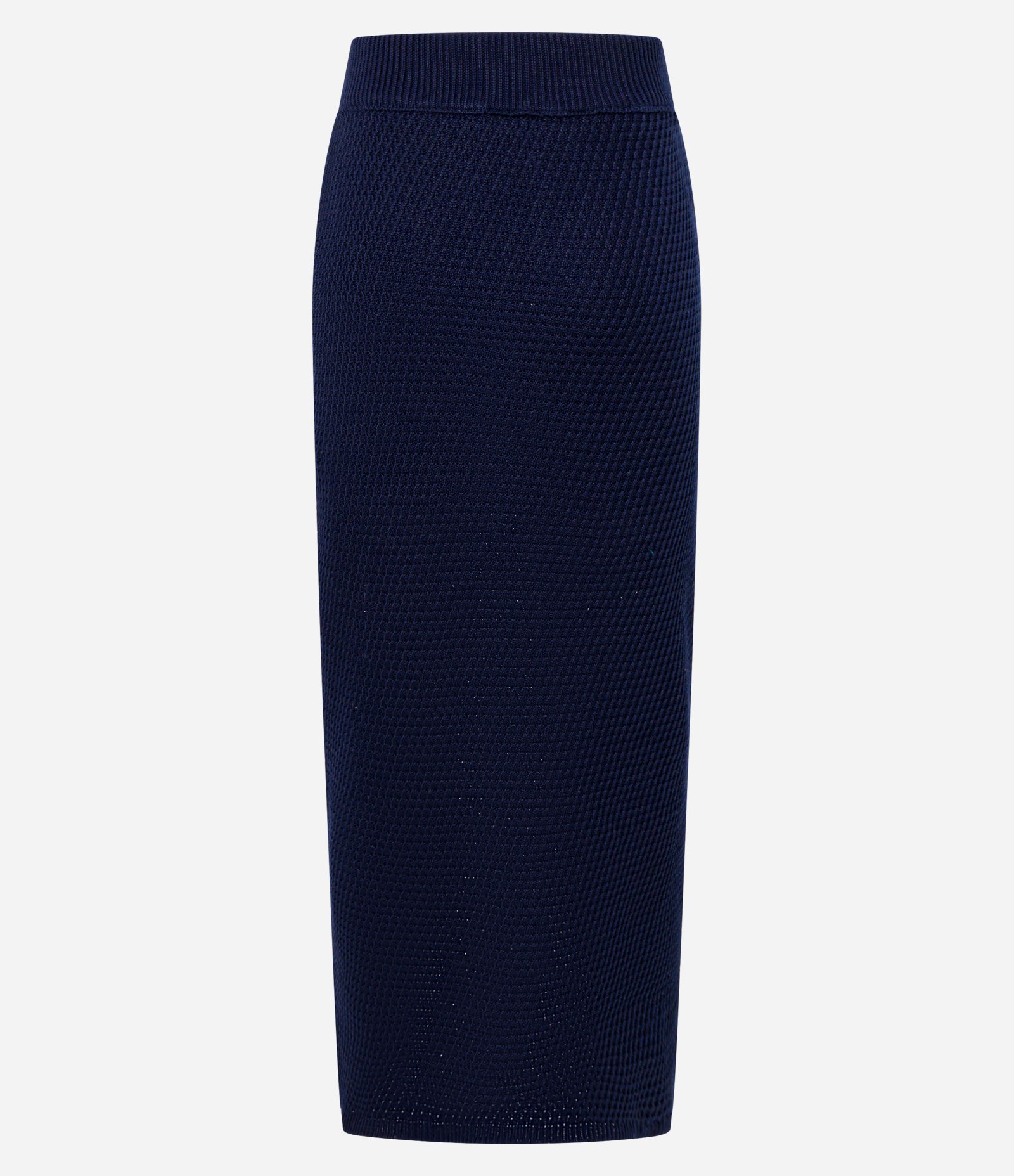 Saia Longa em Tricô com Ponto Diferenciado Azul Marinho 6