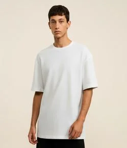 Camiseta Relaxed em Algodão com Textura Chevron