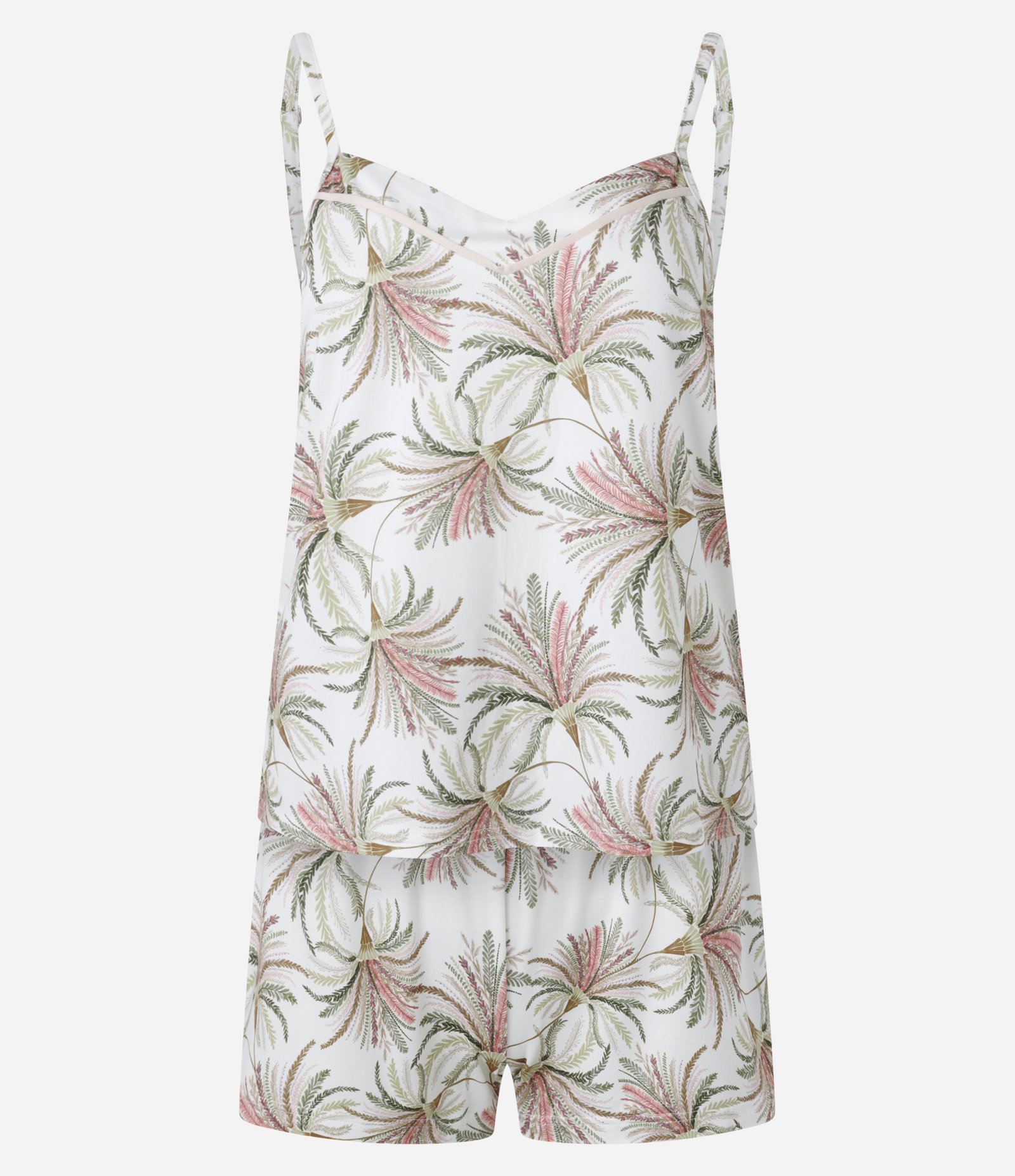 Pijama Short Doll com Toque Suave e Estampa de Folhagens Off White 4