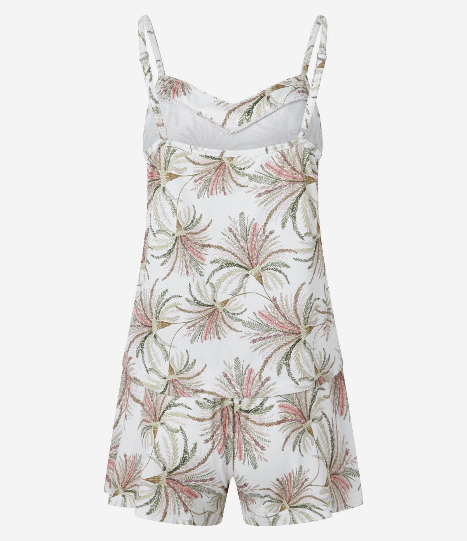 Pijama Short Doll com Toque Suave e Estampa de Folhagens Off White 6