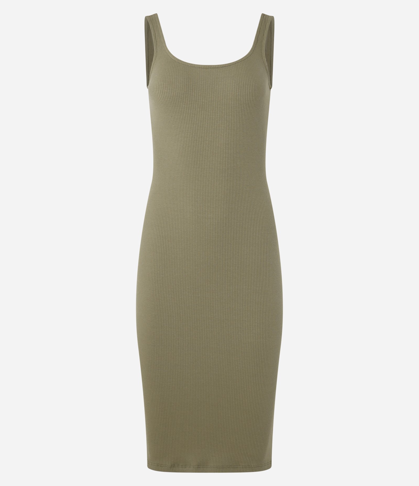 Vestido Midi Básico com Decote Quadrado Verde 4