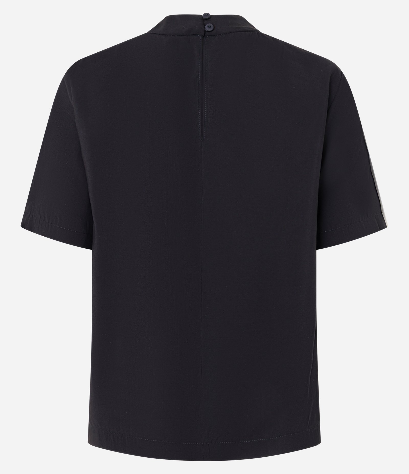 Blusa em Crepe com Gola Padre e Contraste na Manga Preto 6