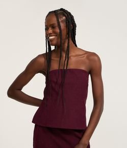 Blusa em Suedine com Recorte e Decote Tomara que Caia