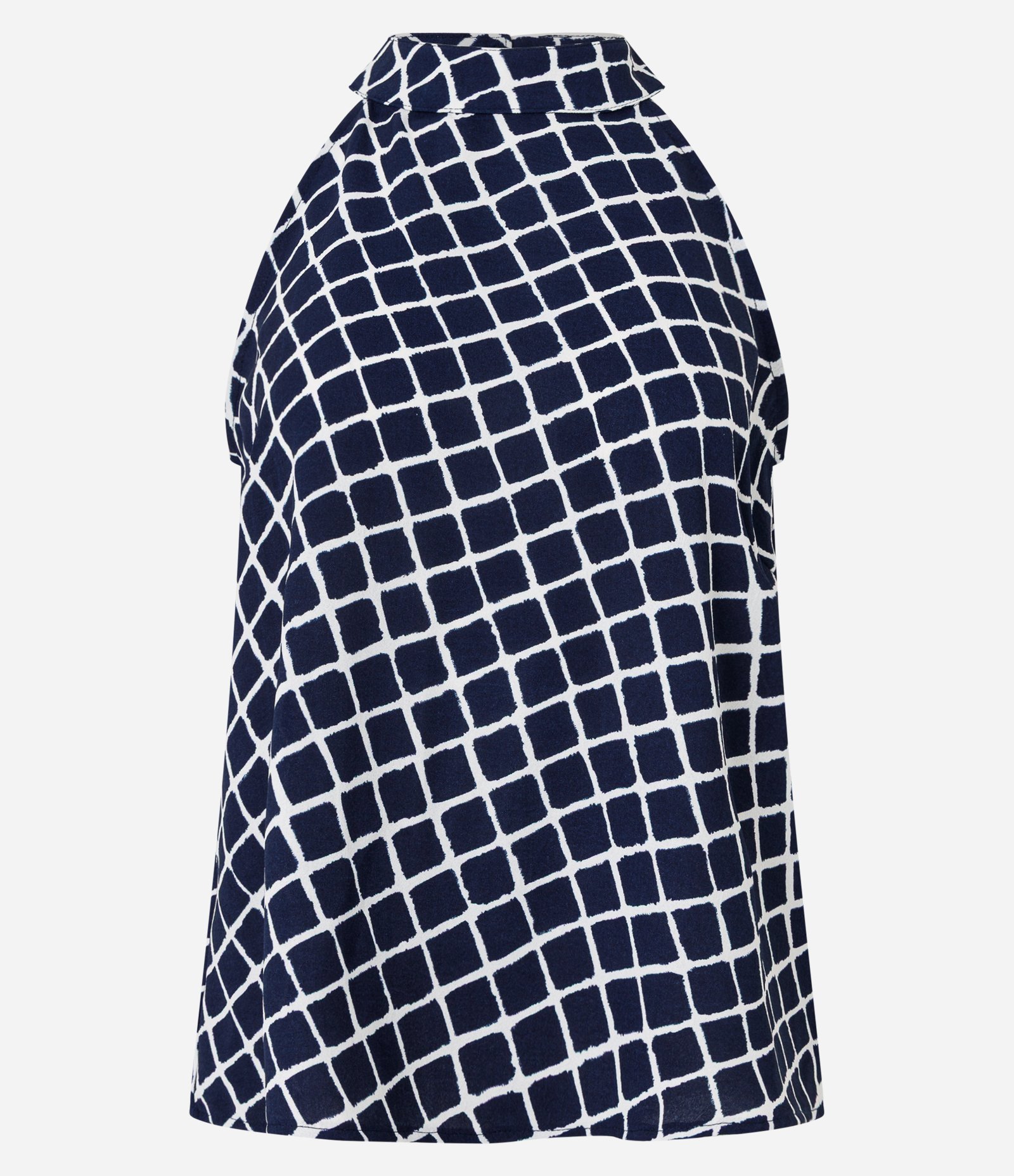 Blusa com Gola Halter Dobrada e Efeito Airflow Azul Marinho 5