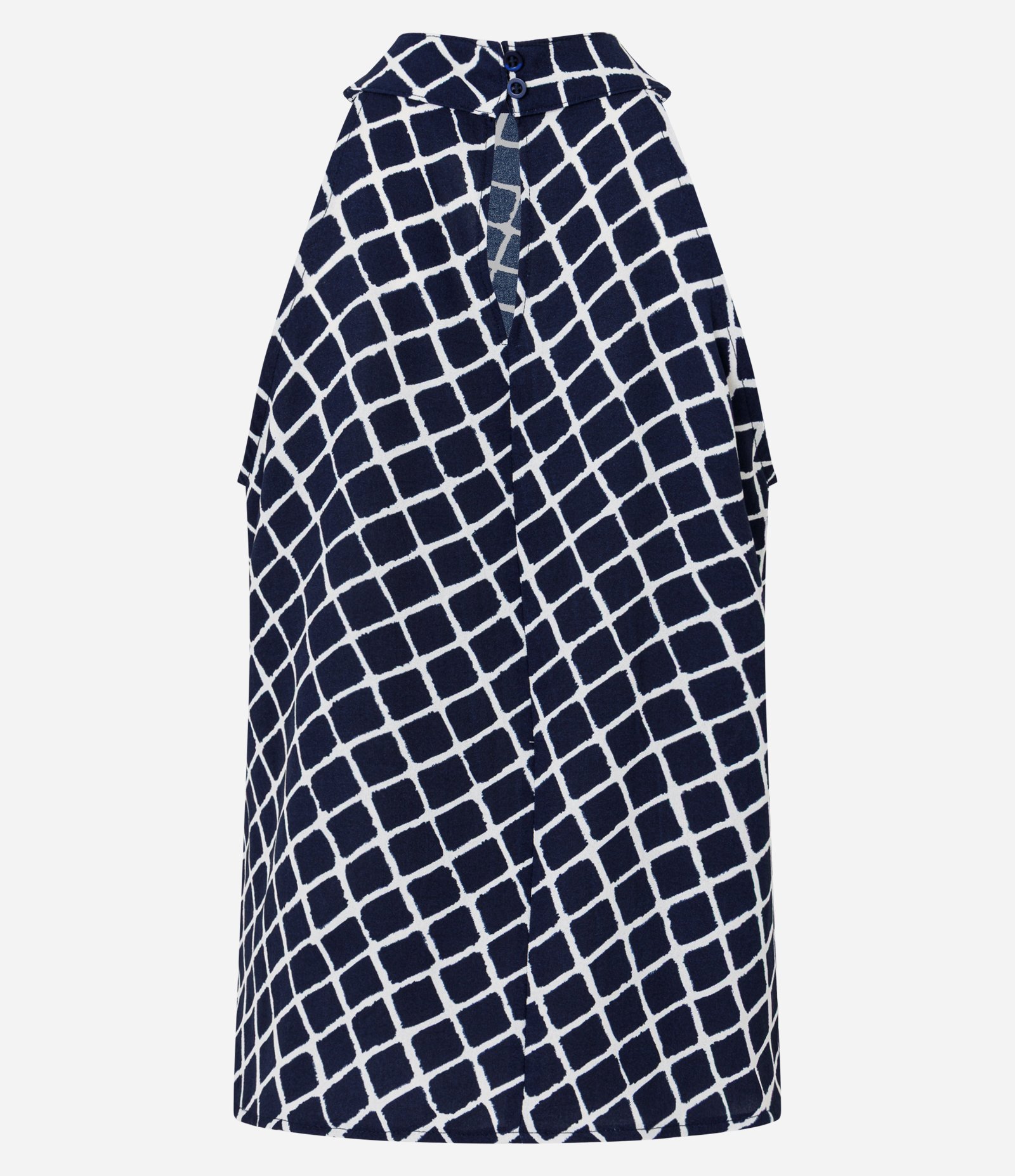 Blusa com Gola Halter Dobrada e Efeito Airflow Azul Marinho 6