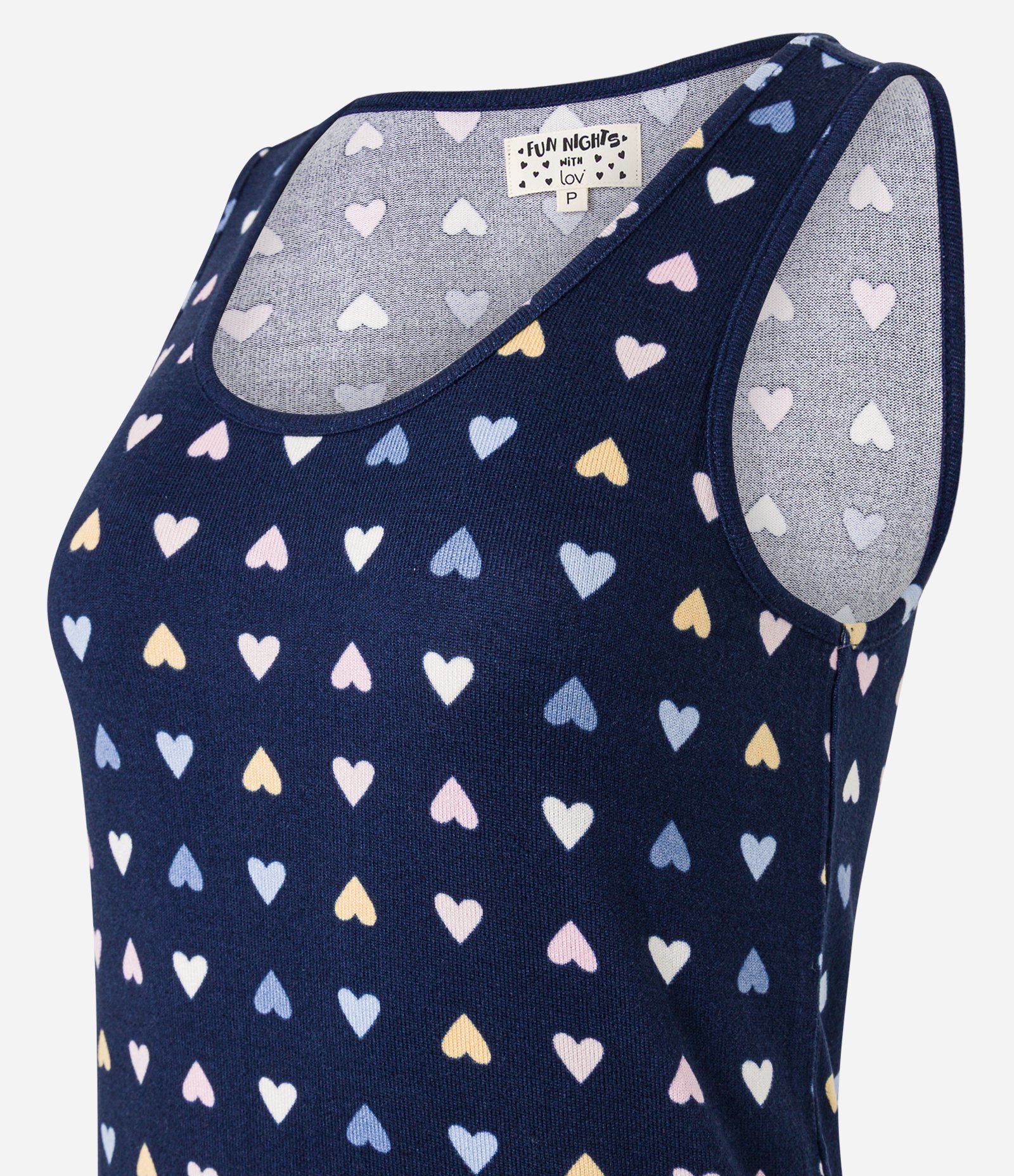 Pijama Short Doll com Alça Larga e Estampa de Corações Azul 5