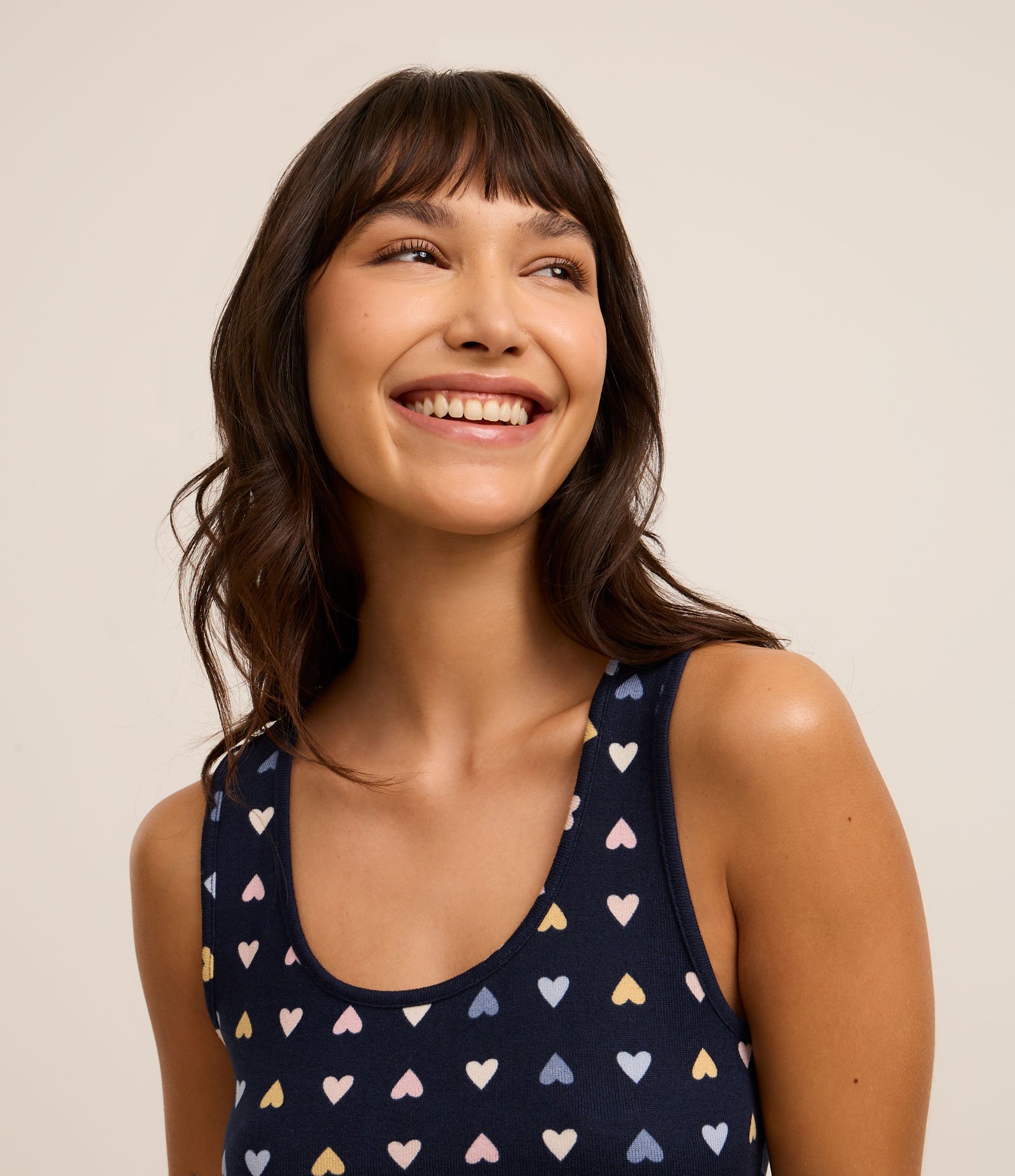 Pijama Short Doll com Alça Larga e Estampa de Corações Azul 2