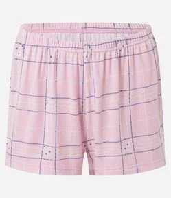 Pijama Short Doll com Alça Larga e Estampa Xadrez Grid
