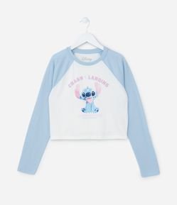 Camiseta Curta Infantil com Estampa do Stitch - Tam 5 a 14 Anos