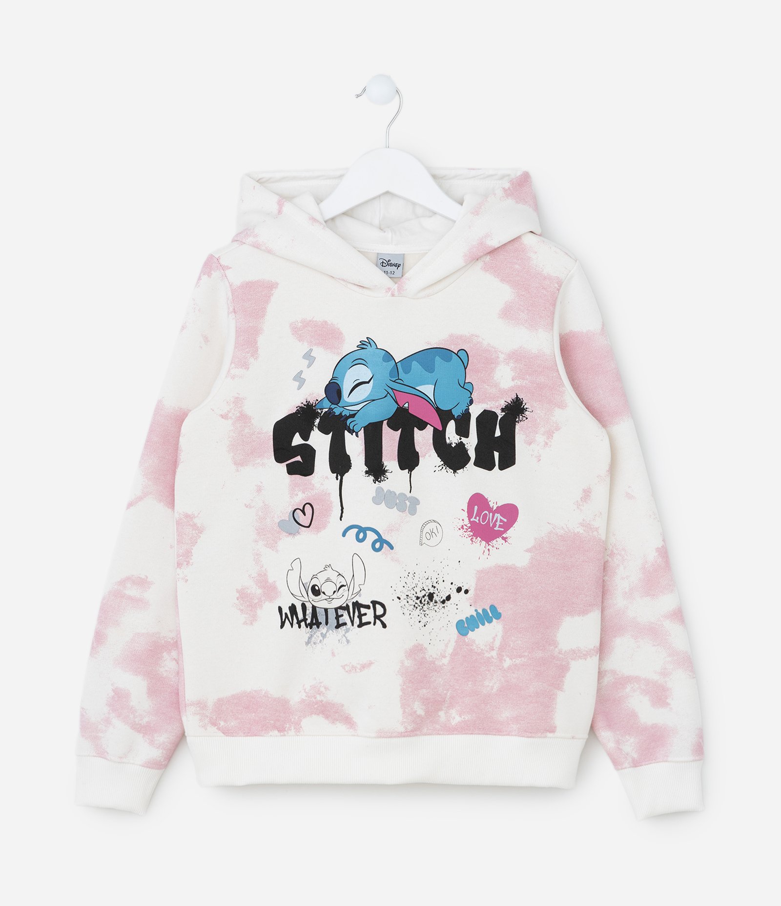 Casaco Infantil com Estampa do Stitch Tie Dye - Tam 5 A 14 Branco/Rosa 1