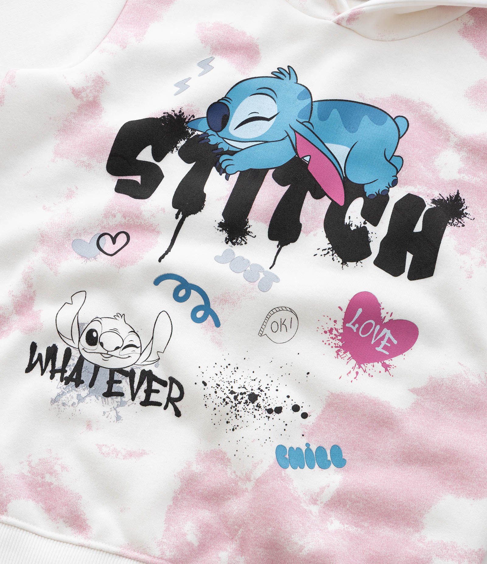 Casaco Infantil com Estampa do Stitch Tie Dye - Tam 5 A 14 Branco/Rosa 6