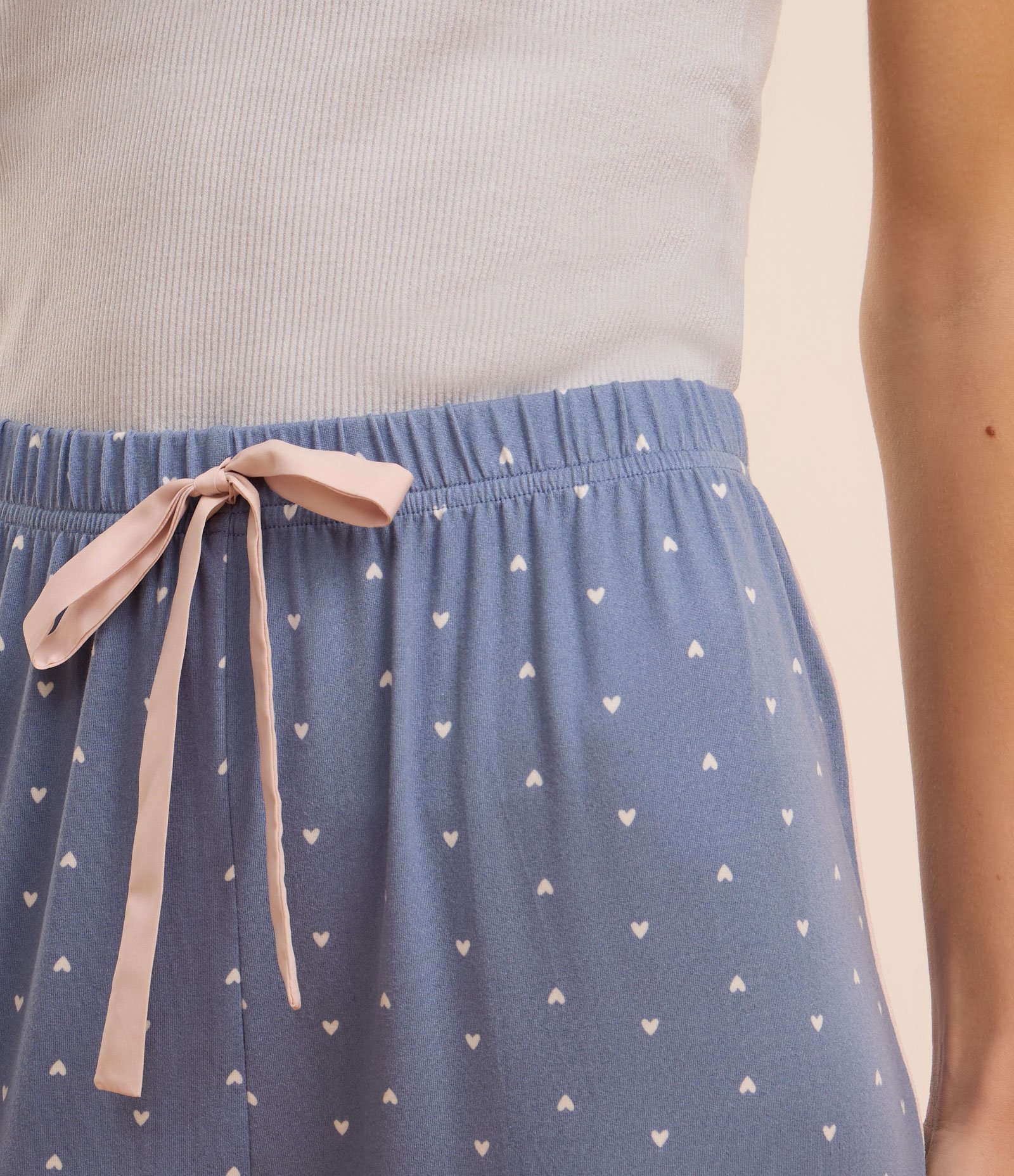 Calça de Pijama em Fio Reciclado com Estampa Corações Azul 3