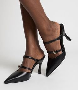 Scarpin Mule com Tira Dupla Fina e Fivela