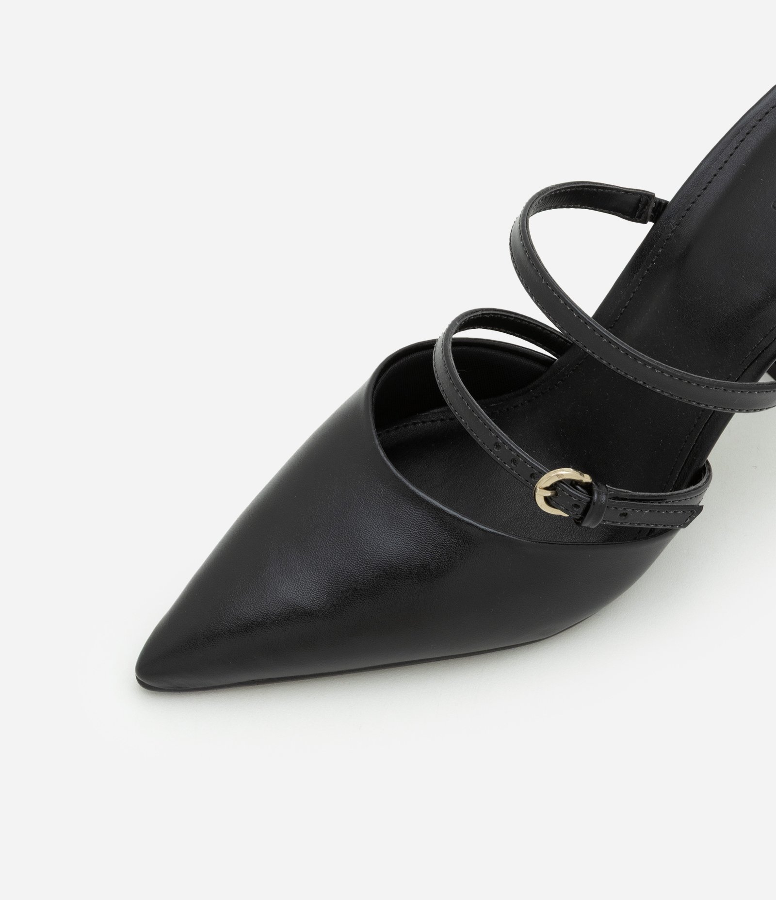 Scarpin Mule com Tira Dupla Fina e Fivela Preto 4