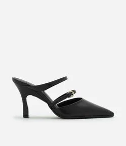 Scarpin Mule com Tira Dupla Fina e Fivela