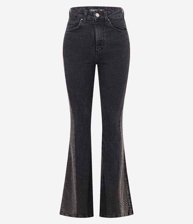 Calça Flare em Jeans com Brilho Lateral
