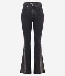 Calça Flare em Jeans com Brilho Lateral